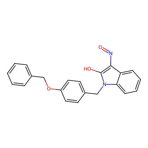 (Z)-1-(4-(benzyloxy)benzyl)-3-(hydroxyimino)indolin-2-one structure