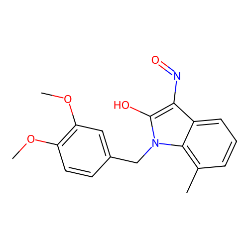 (Z)-1-(3,4-dimethoxybenzyl)-3-(hydroxyimino)-7-methylindolin-2-one structure