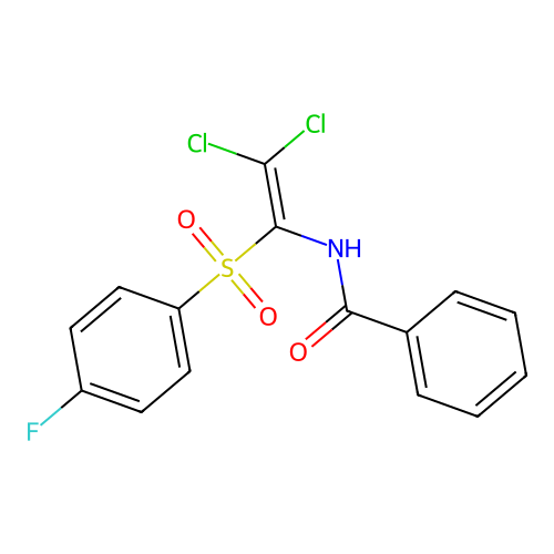 N-[2,2-dichloro-1-(4-fluorophenyl)sulfonylethenyl]benzamide structure