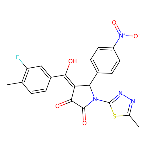 4-(3-fluoro-4-methylbenzoyl)-3-hydroxy-1-(5-methyl-1,3,4-thiadiazol-2-yl)-5-(4-nitrophenyl)-2,5-dihydro-1H-pyrrol-2-one structure