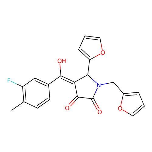 4-(3-fluoro-4-methylbenzoyl)-5-(furan-2-yl)-1-[(furan-2-yl)methyl]-3-hydroxy-2,5-dihydro-1H-pyrrol-2-one structure