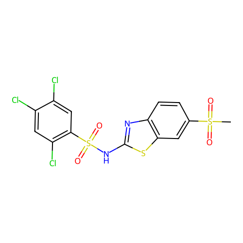 2,4,5-trichloro-N-[6-(methylsulfonyl)-1,3-benzothiazol-2-yl]benzenesulfonamide structure