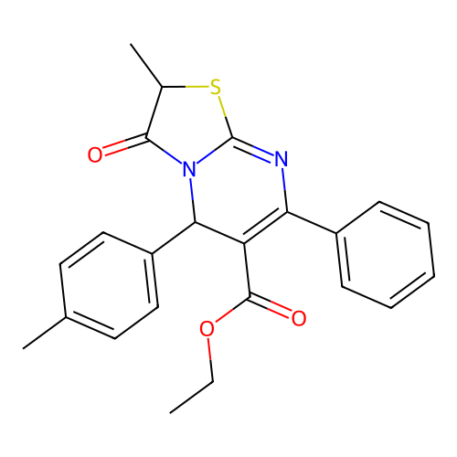 ethyl 2-methyl-5-(4-methylphenyl)-3-oxo-7-phenyl-2,3-dihydro-5H-[1,3]thiazolo[3,2-a]pyrimidine-6-carboxylate structure