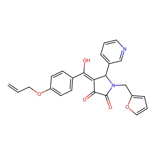 1-(furan-2-ylmethyl)-4-[hydroxy-(4-prop-2-enoxyphenyl)methylidene]-5-pyridin-3-ylpyrrolidine-2,3-dione structure