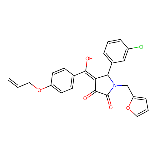 5-(3-chlorophenyl)-1-(furan-2-ylmethyl)-4-[hydroxy-(4-prop-2-enoxyphenyl)methylidene]pyrrolidine-2,3-dione structure
