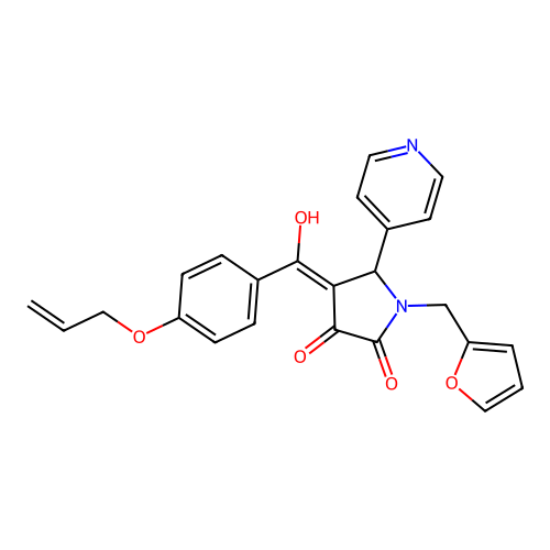 1-(furan-2-ylmethyl)-4-[hydroxy-(4-prop-2-enoxyphenyl)methylidene]-5-pyridin-4-ylpyrrolidine-2,3-dione structure
