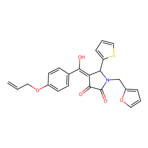 1-(furan-2-ylmethyl)-4-[hydroxy-(4-prop-2-enoxyphenyl)methylidene]-5-thiophen-2-ylpyrrolidine-2,3-dione structure