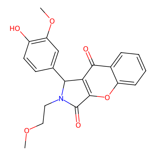 1-(4-hydroxy-3-methoxyphenyl)-2-(2-methoxyethyl)-1,2-dihydrochromeno[2,3-c]pyrrole-3,9-dione structure