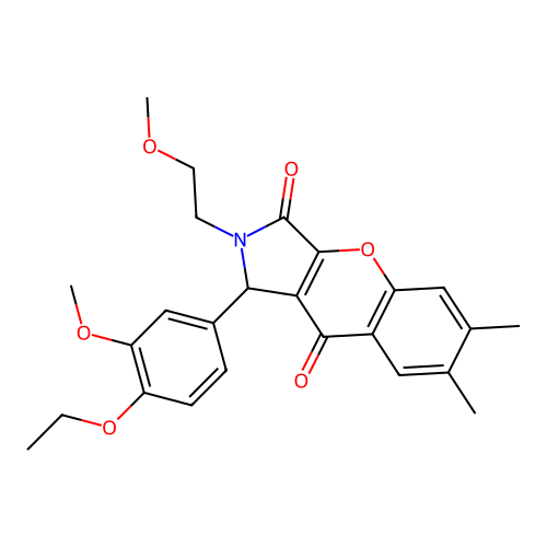 1-(4-ethoxy-3-methoxyphenyl)-2-(2-methoxyethyl)-6,7-dimethyl-1,2-dihydrochromeno[2,3-c]pyrrole-3,9-dione structure
