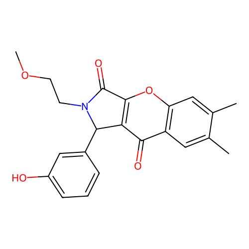 1-(3-hydroxyphenyl)-2-(2-methoxyethyl)-6,7-dimethyl-1,2-dihydrochromeno[2,3-c]pyrrole-3,9-dione structure