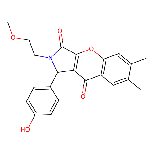1-(4-hydroxyphenyl)-2-(2-methoxyethyl)-6,7-dimethyl-1,2-dihydrochromeno[2,3-c]pyrrole-3,9-dione structure