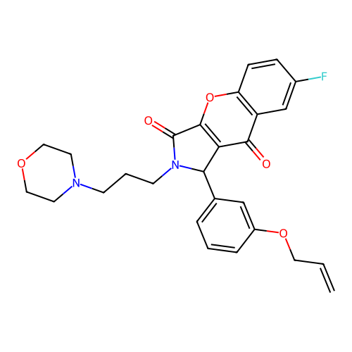 1-[3-(allyloxy)phenyl]-7-fluoro-2-(3-morpholin-4-ylpropyl)-1,2-dihydrochromeno[2,3-c]pyrrole-3,9-dione structure