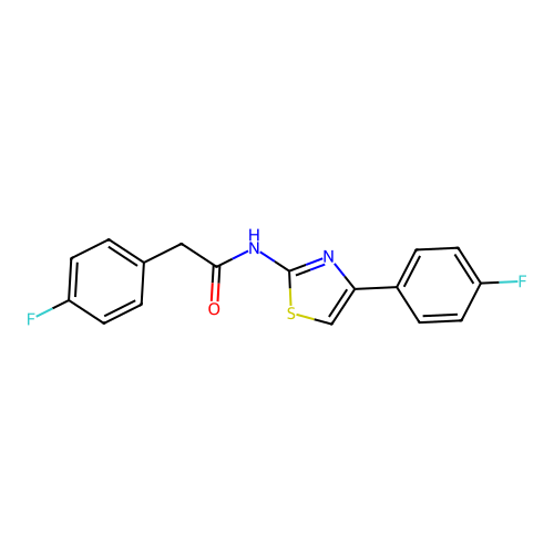 2-(4-fluorophenyl)-N-[4-(4-fluorophenyl)-1,3-thiazol-2-yl]acetamide structure