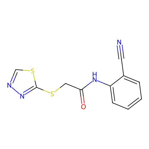 2-((1,3,4-Thiadiazol-2-yl)thio)-N-(2-cyanophenyl)acetamide structure