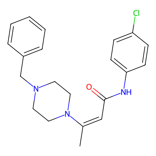 N-(4-Chlorophenyl)-3-(4-benzylpiperazinyl)but-2-enamide structure