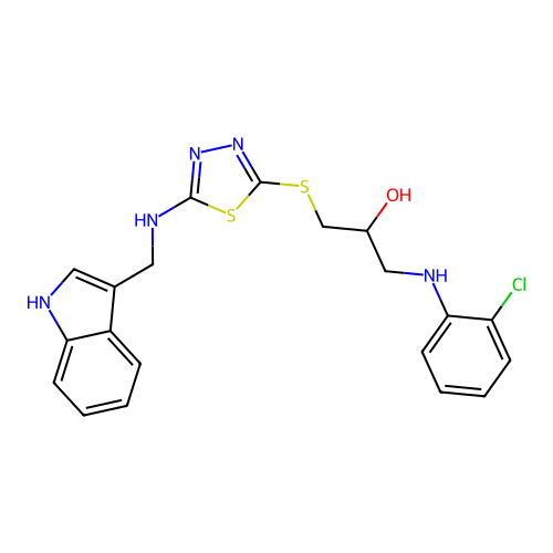 2-Propanol, 1-((2-chlorophenyl)amino)-3-((5-((1H-indol-3-ylmethyl)amino)-1,3,4-thiadiazol-2-yl)thio)- structure