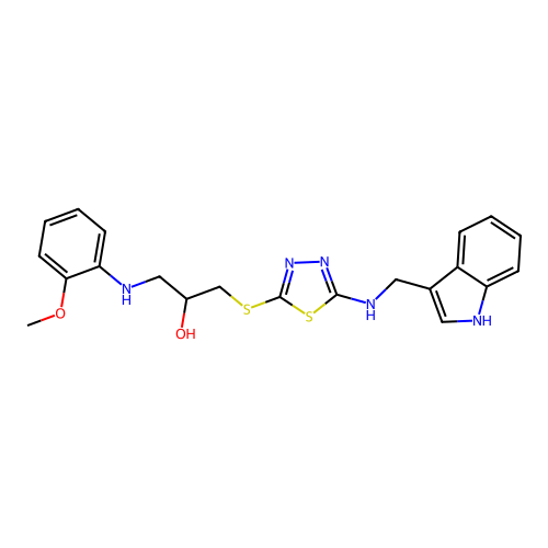 2-Propanol, 1-(o-anisidino)-3-((5-((2-indolylmethyl)amino)-2-thiadiazolyl)thio)- structure