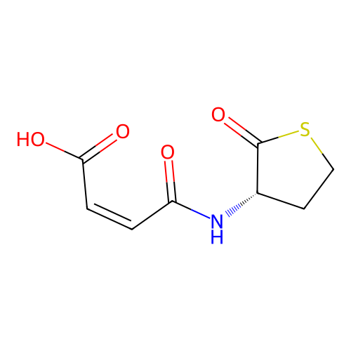 (Z)-4-oxo-4-[[(3S)-2-oxothiolan-3-yl]amino]but-2-enoic acid structure