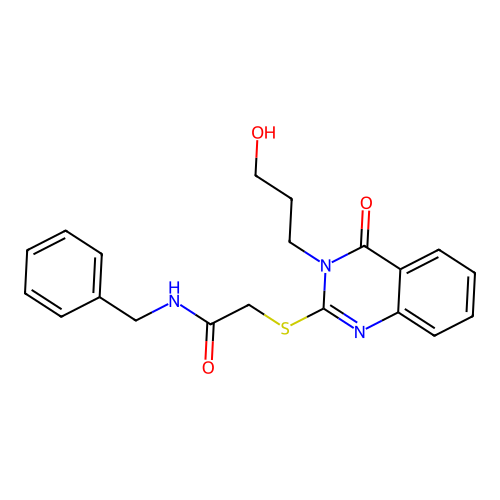 N-benzyl-2-[3-(3-hydroxypropyl)-4-oxoquinazolin-2-yl]sulfanylacetamide structure