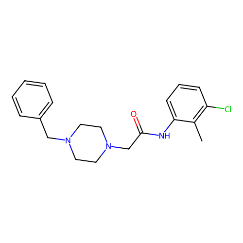 2-(4-benzylpiperazin-1-yl)-N-(3-chloro-2-methylphenyl)acetamide structure