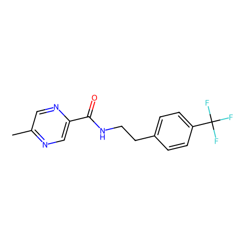 5-methyl-N-[2-[4-(trifluoromethyl)phenyl]ethyl]pyrazine-2-carboxamide structure