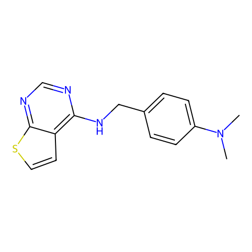 N-[[4-(dimethylamino)phenyl]methyl]thieno[2,3-d]pyrimidin-4-amine structure