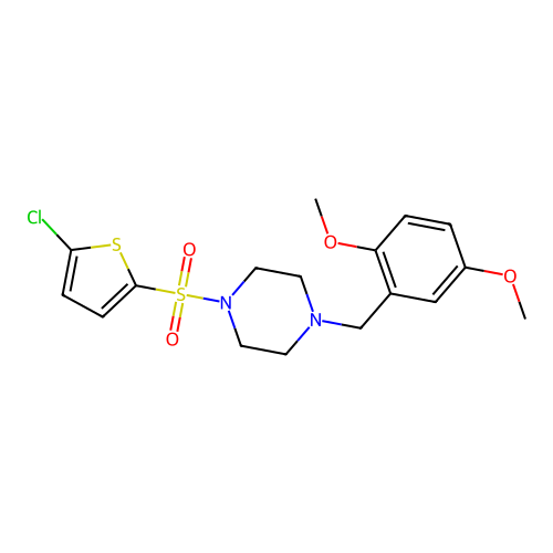 1-(5-Chlorothiophen-2-yl)sulfonyl-4-[(2,5-dimethoxyphenyl)methyl]piperazine structure