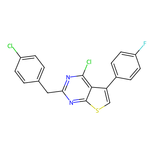 4-Chloro-2-[(4-chlorophenyl)methyl]-5-(4-fluorophenyl)thieno[2,3-d]pyrimidine structure