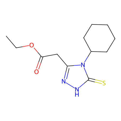 ethyl (4-cyclohexyl-5-mercapto-4H-1,2,4-triazol-3-yl)acetate structure