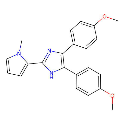 1H-Imidazole, 4,5-bis(4-methoxyphenyl)-2-(1-methyl-1H-pyrrol-2-yl)- structure