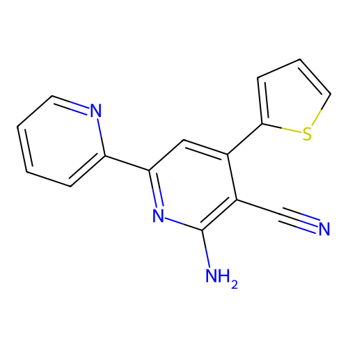 2-Amino-6-pyridin-2-yl-4-thiophen-2-ylpyridine-3-carbonitrile structure