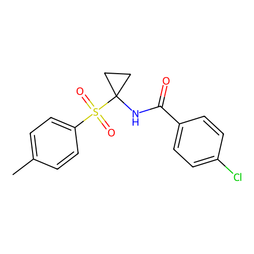 4-chloro-N-[1-(4-methylphenyl)sulfonylcyclopropyl]benzamide structure