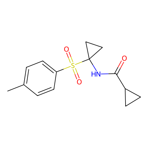 N-[1-(4-methylphenyl)sulfonylcyclopropyl]cyclopropanecarboxamide structure