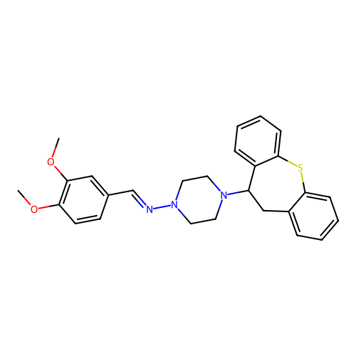 1-Piperazinamine, 4-(10,11-dihydrodibenzo(b,f)thiepin-10-yl)-N-((3,4-dimethoxyphenyl)methylene)- structure