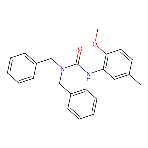 1,1-Dibenzyl-3-(2-methoxy-5-methylphenyl)urea structure