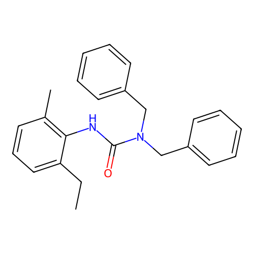 1,1-Dibenzyl-3-(2-ethyl-6-methylphenyl)urea structure