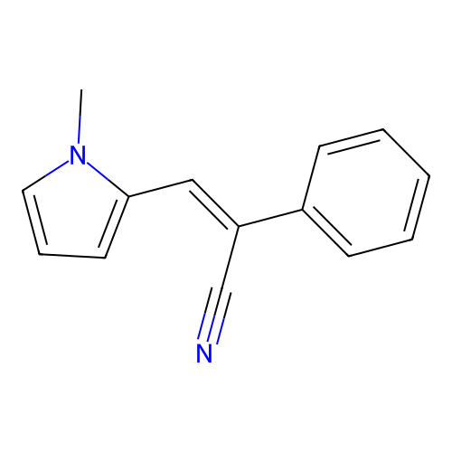 (Z)-3-(1-methylpyrrol-2-yl)-2-phenylprop-2-enenitrile structure