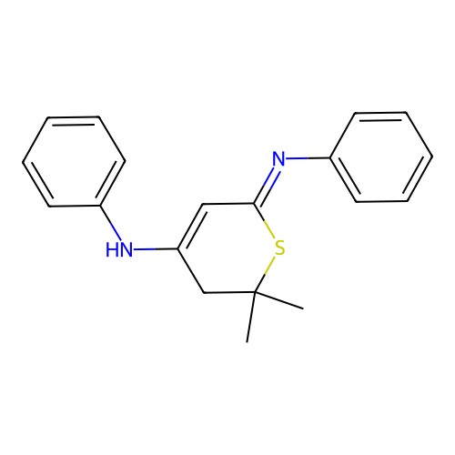 2,2-dimethyl-N-phenyl-6-phenylimino-3H-thiopyran-4-amine structure