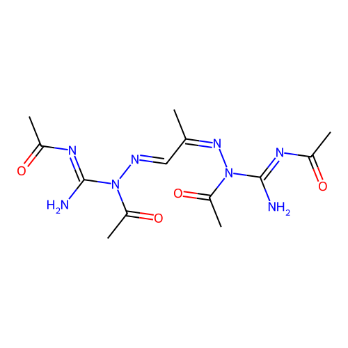 N-[[acetyl-[2-[acetyl-(N'-acetylcarbamimidoyl)hydrazinyliden structure