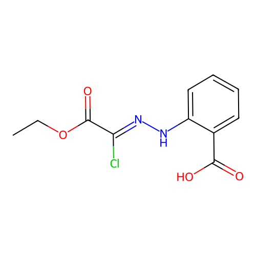 Benzoic acid, 2-[(1-chloro-2-ethoxy-2-oxoethylidene)hydrazino]- structure