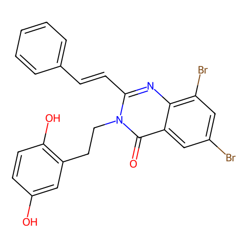 6,8-Dibromo-3-(2-(2,5-dihydroxyphenyl)ethyl)-2-(2-phenylethenyl)-4(3H)-quinazolinone structure