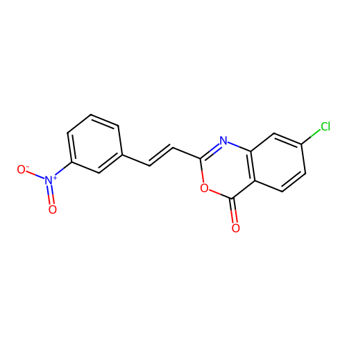 7-chloro-2-[(E)-2-(3-nitrophenyl)ethenyl]-4H-3,1-benzoxazin-4-one structure