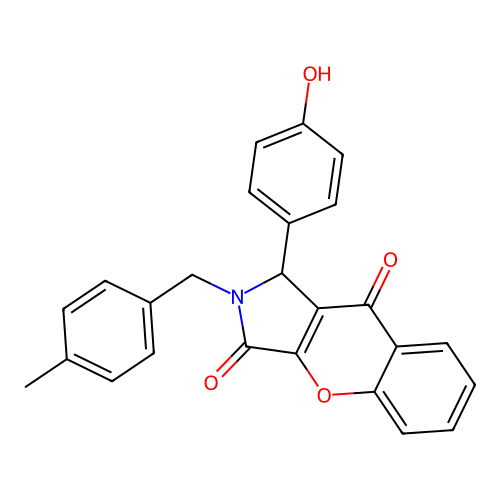 1-(4-hydroxyphenyl)-2-(4-methylbenzyl)-1,2-dihydrochromeno[2,3-c]pyrrole-3,9-dione structure