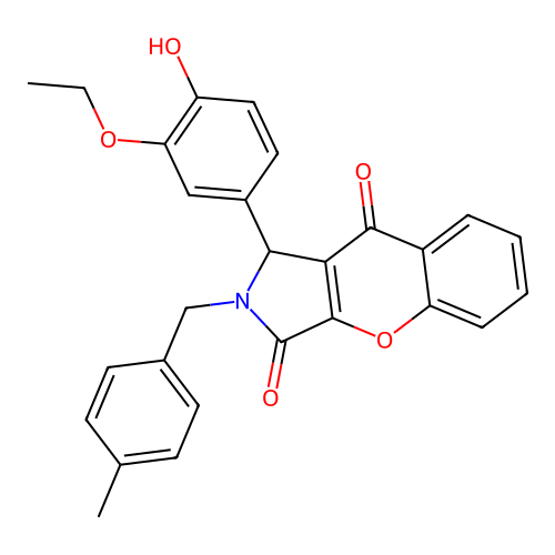 1-(3-ethoxy-4-hydroxyphenyl)-2-(4-methylbenzyl)-1,2-dihydrochromeno[2,3-c]pyrrole-3,9-dione structure