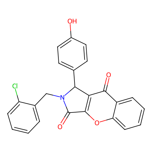 2-(2-chlorobenzyl)-1-(4-hydroxyphenyl)-1,2-dihydrochromeno[2,3-c]pyrrole-3,9-dione structure