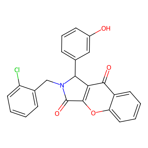 2-(2-chlorobenzyl)-1-(3-hydroxyphenyl)-1,2-dihydrochromeno[2,3-c]pyrrole-3,9-dione structure