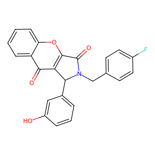 2-(4-fluorobenzyl)-1-(3-hydroxyphenyl)-1,2-dihydrochromeno[2,3-c]pyrrole-3,9-dione structure