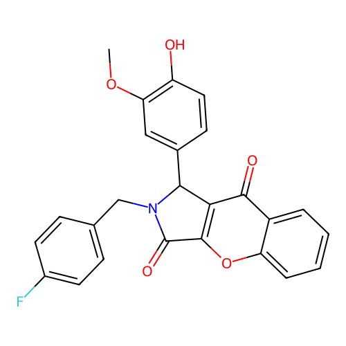 2-(4-fluorobenzyl)-1-(4-hydroxy-3-methoxyphenyl)-1,2-dihydrochromeno[2,3-c]pyrrole-3,9-dione structure