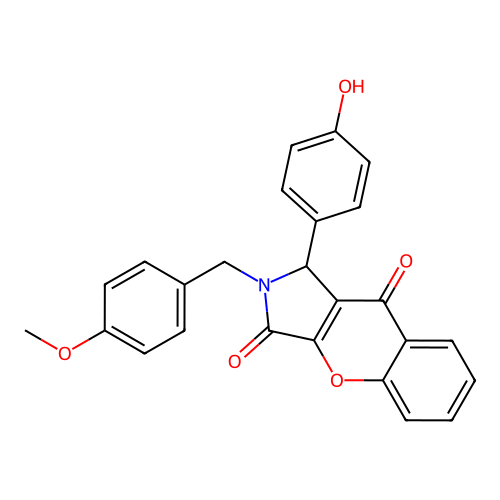 1-(4-hydroxyphenyl)-2-(4-methoxybenzyl)-1,2-dihydrochromeno[2,3-c]pyrrole-3,9-dione structure