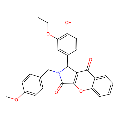1-(3-ethoxy-4-hydroxyphenyl)-2-(4-methoxybenzyl)-1,2-dihydrochromeno[2,3-c]pyrrole-3,9-dione structure